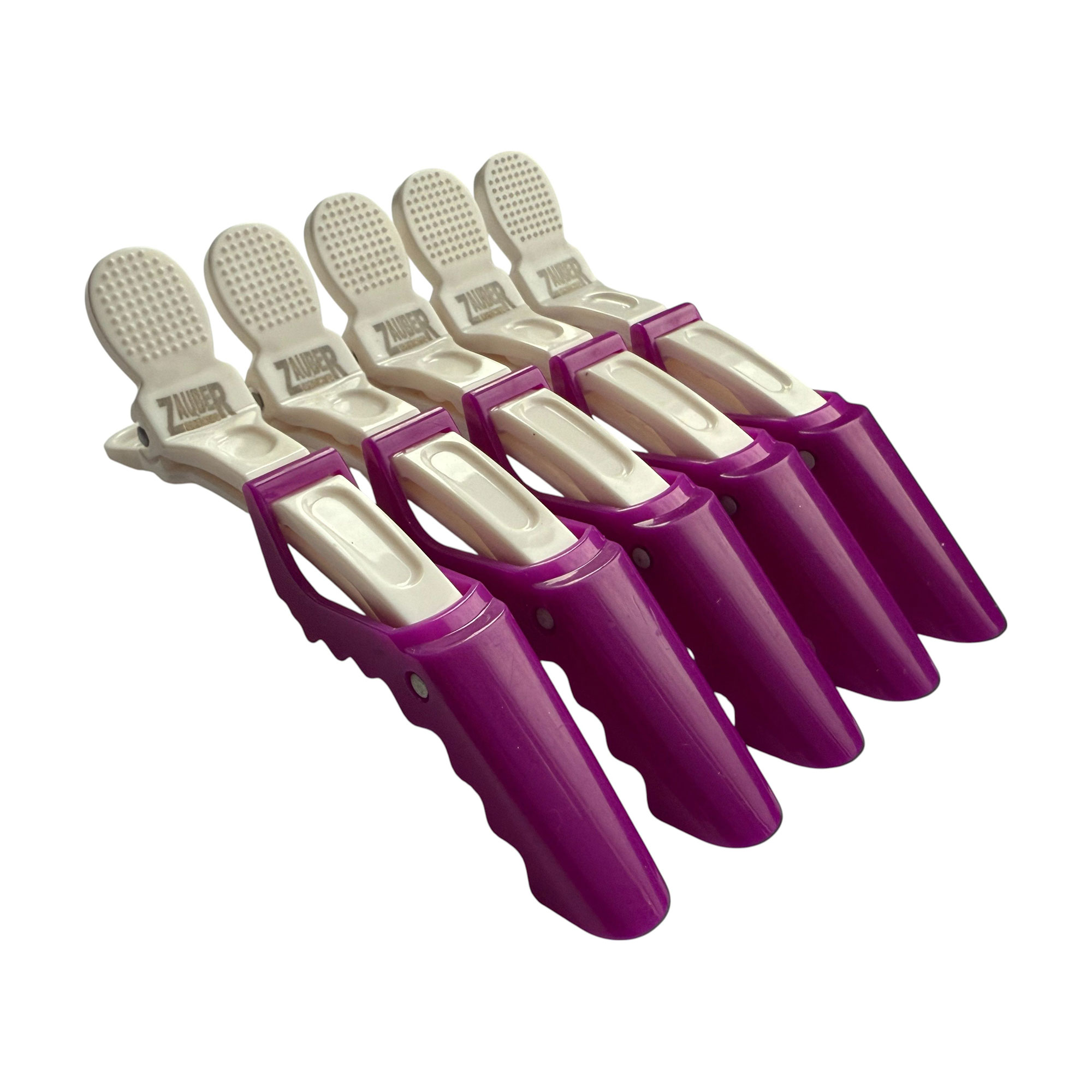 

Затискач для волосся Zauber-manicure Крокодил, пластиковий, білий з фіолетовим, 5 шт (06-090A-5)