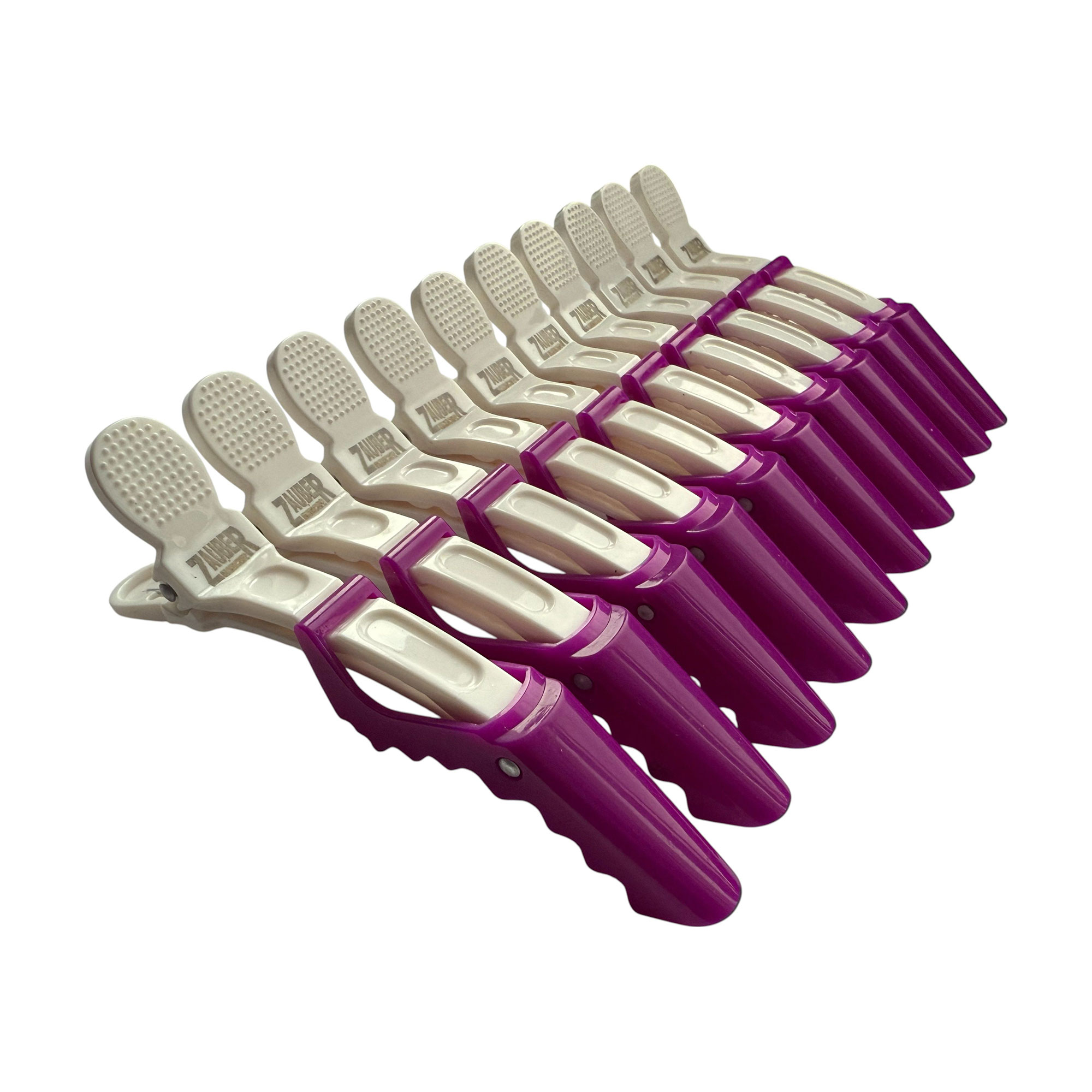 

Затискач для волосся Zauber-manicure Крокодил, пластиковий, білий з фіолетовим, 10 шт (06-090A-10)