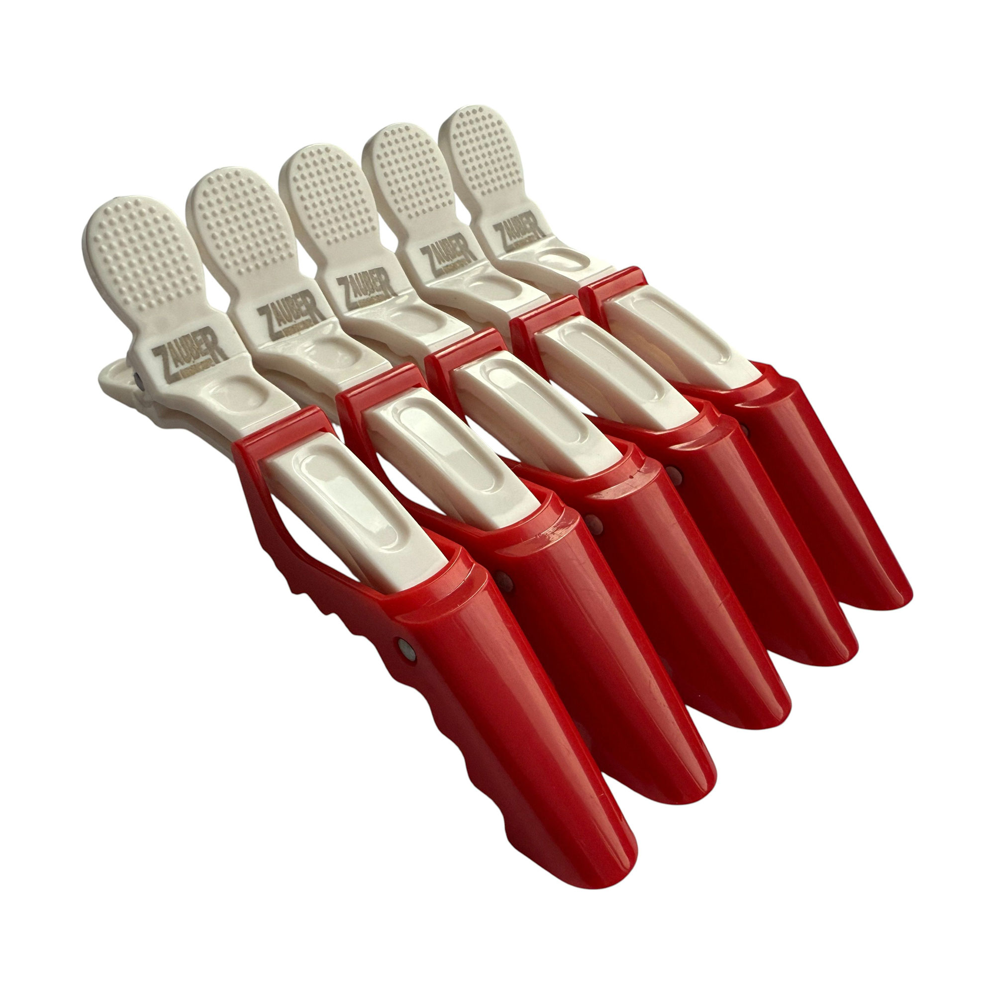 

Затискач для волосся Zauber-manicure Крокодил, пластиковий, білий з червоним, 5 шт (06-090C-5)