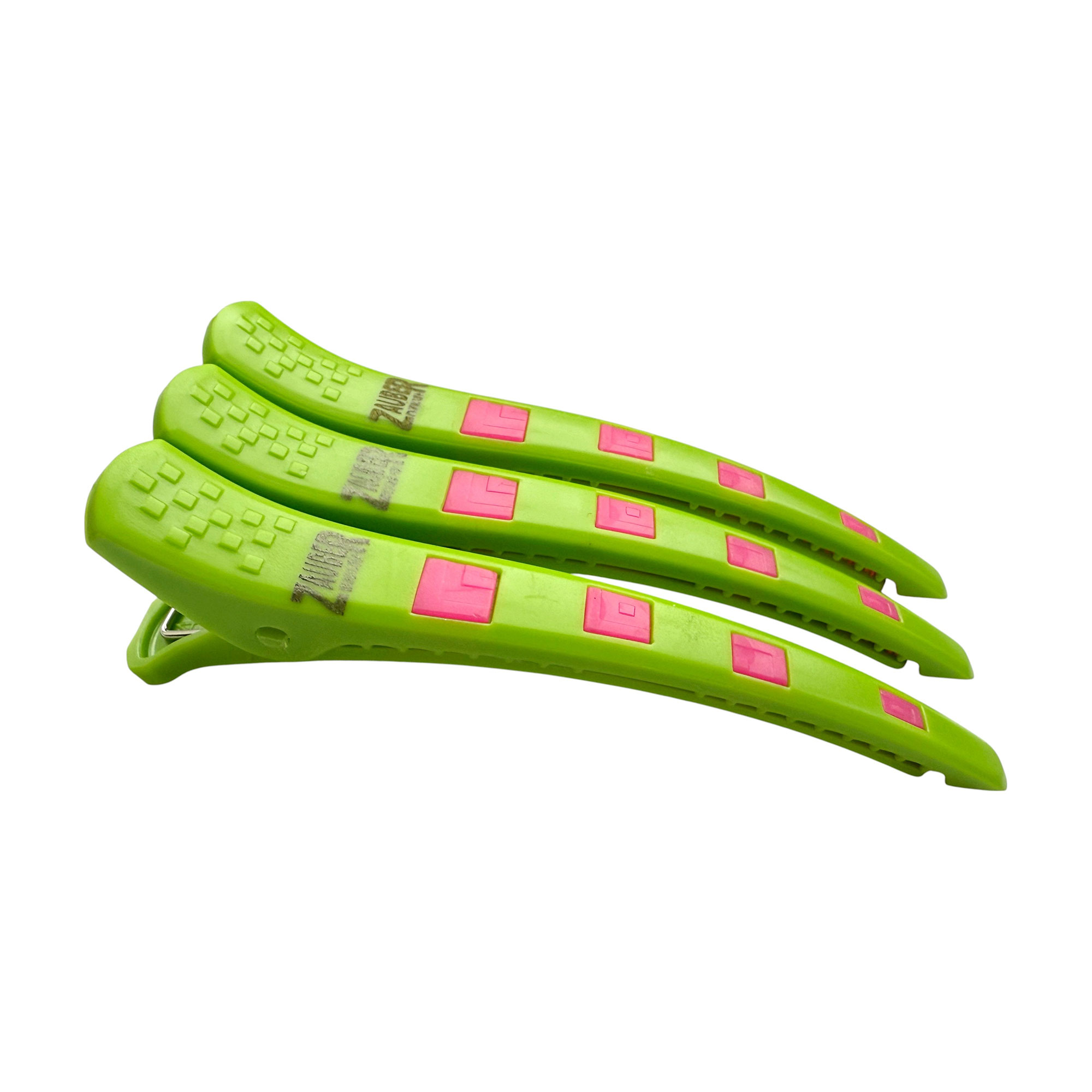 

Перукарський затискач для волосся Zauber-manicure пластиковий, зелений з малиновим, 3 шт (06-093A-3)