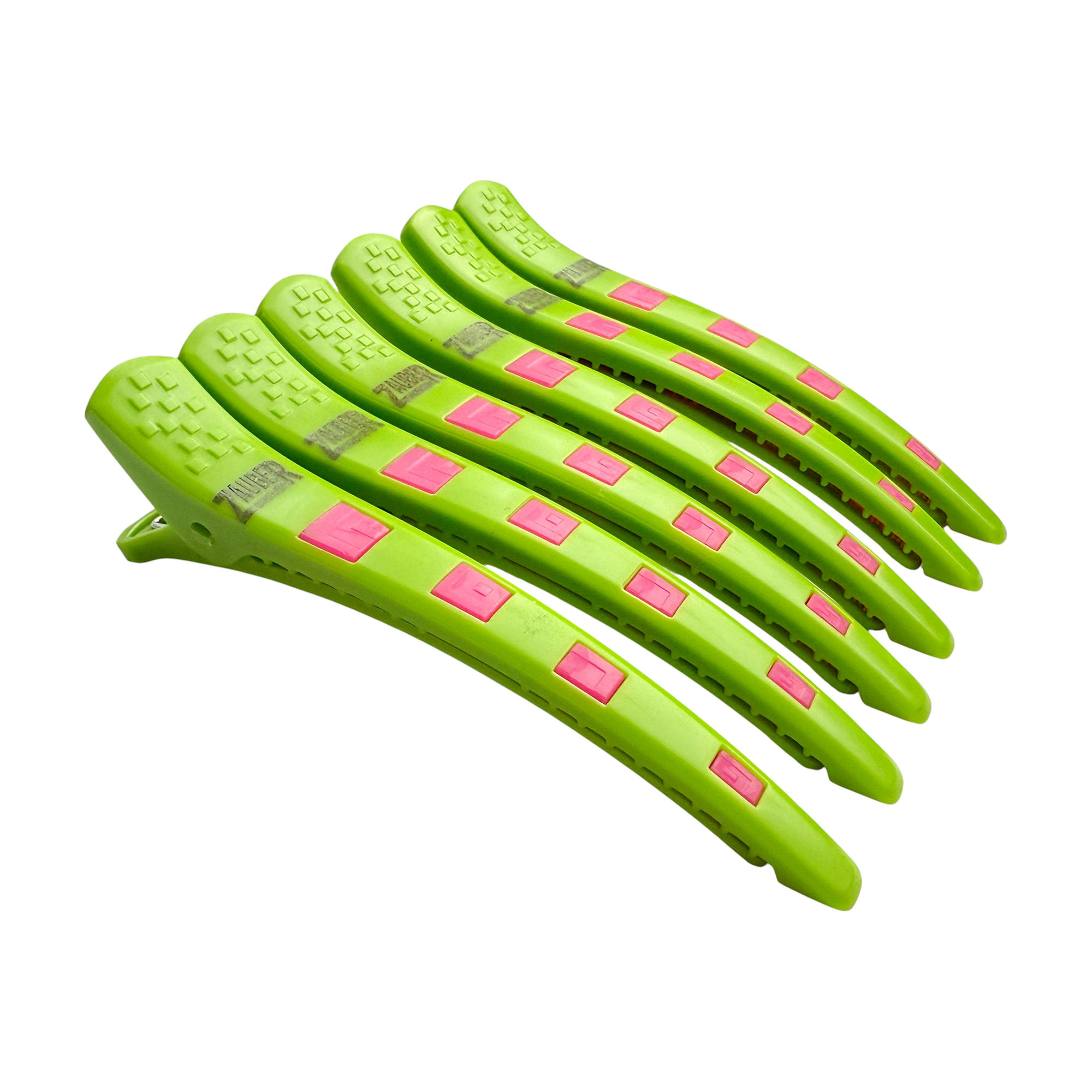 

Перукарський затискач для волосся Zauber-manicure пластиковий, зелений з малиновим, 6 шт (06-093A-6)