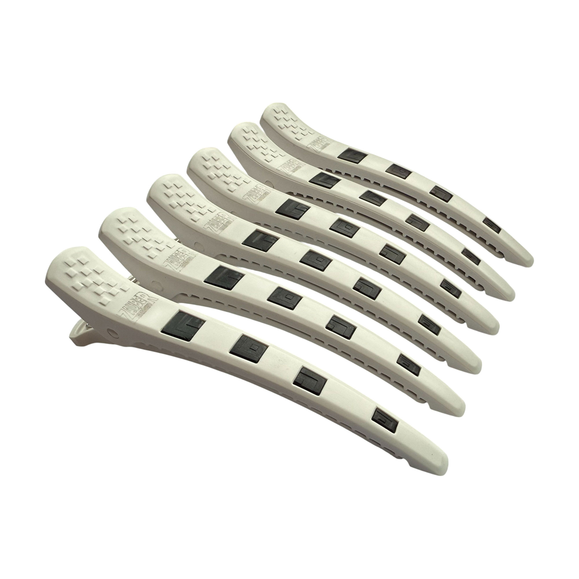 

Перукарський затискач для волосся Zauber-manicure пластиковий, білий з чорним, 6 шт (06-093B-6)