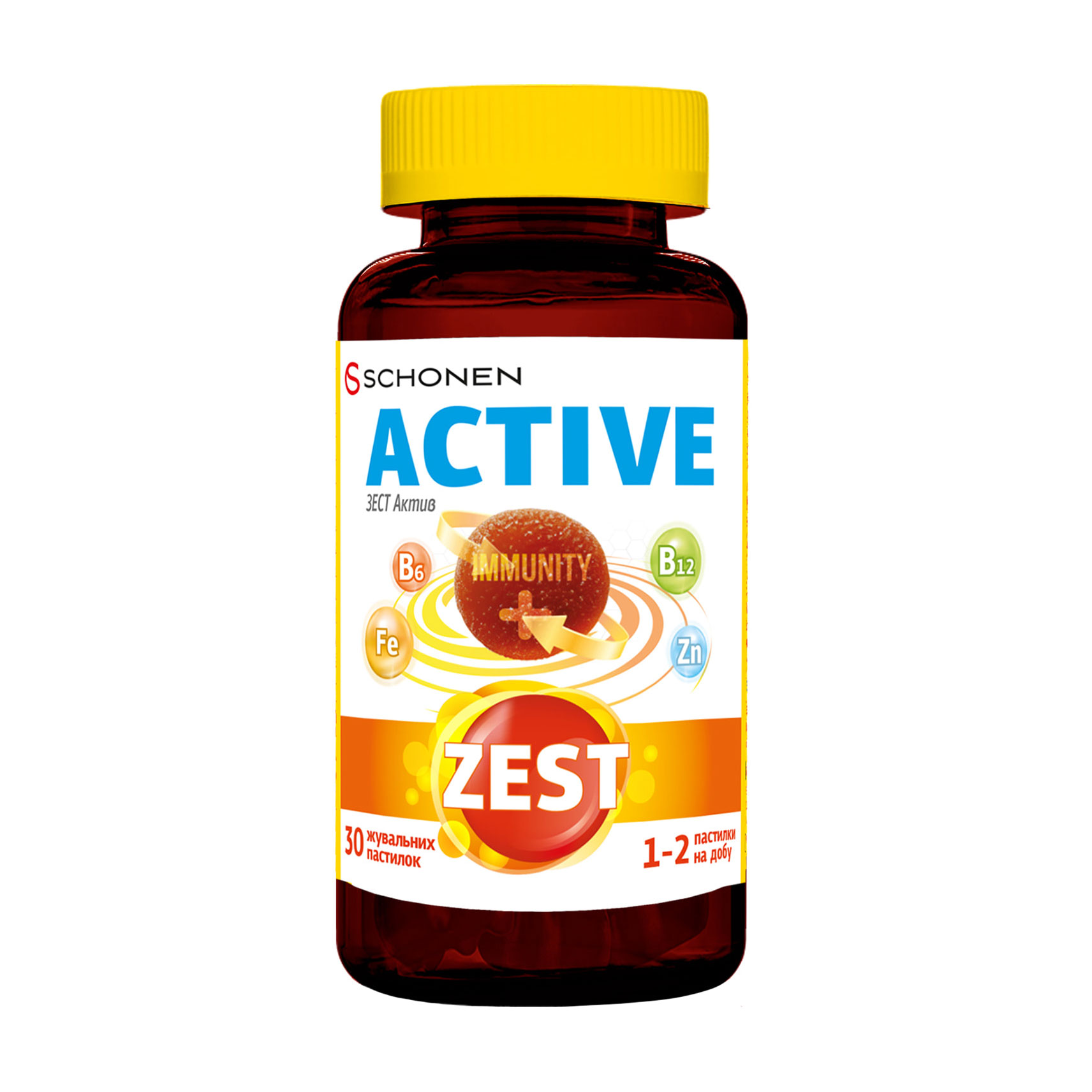 

Вітаміни Schonen Zest Active, 30 жувальних пастилок