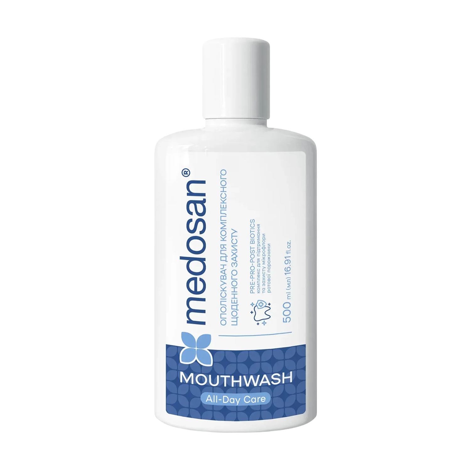 

Ополіскувач для комплексного щоденного захисту ротової порожнини Medosan All-Day Care, 500 мл