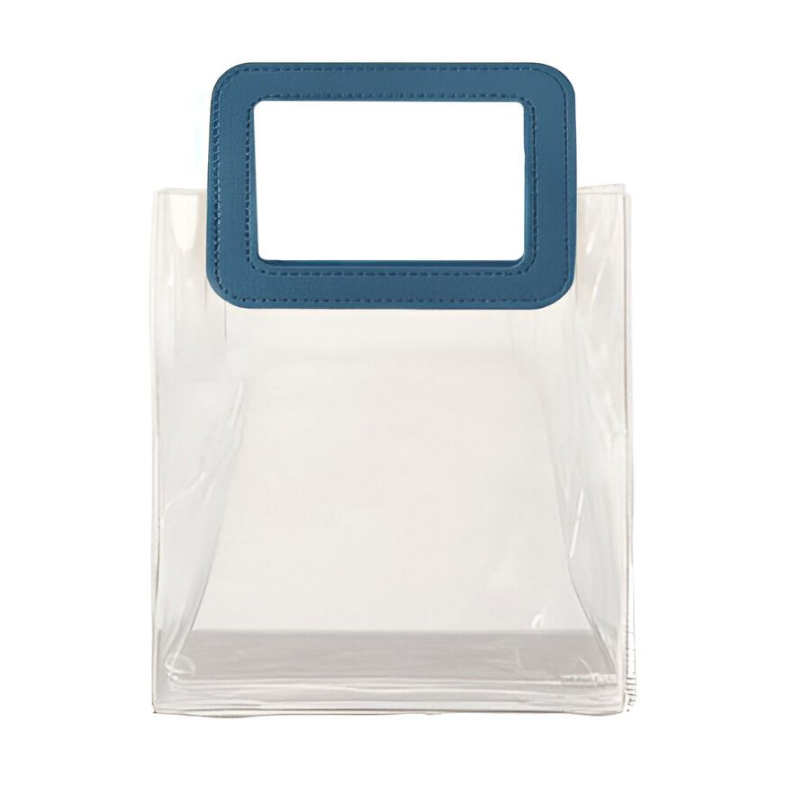 

Сумка Cosmo Shop прозора, з синьою ручкою, 14*6*13 см (CS1171A)