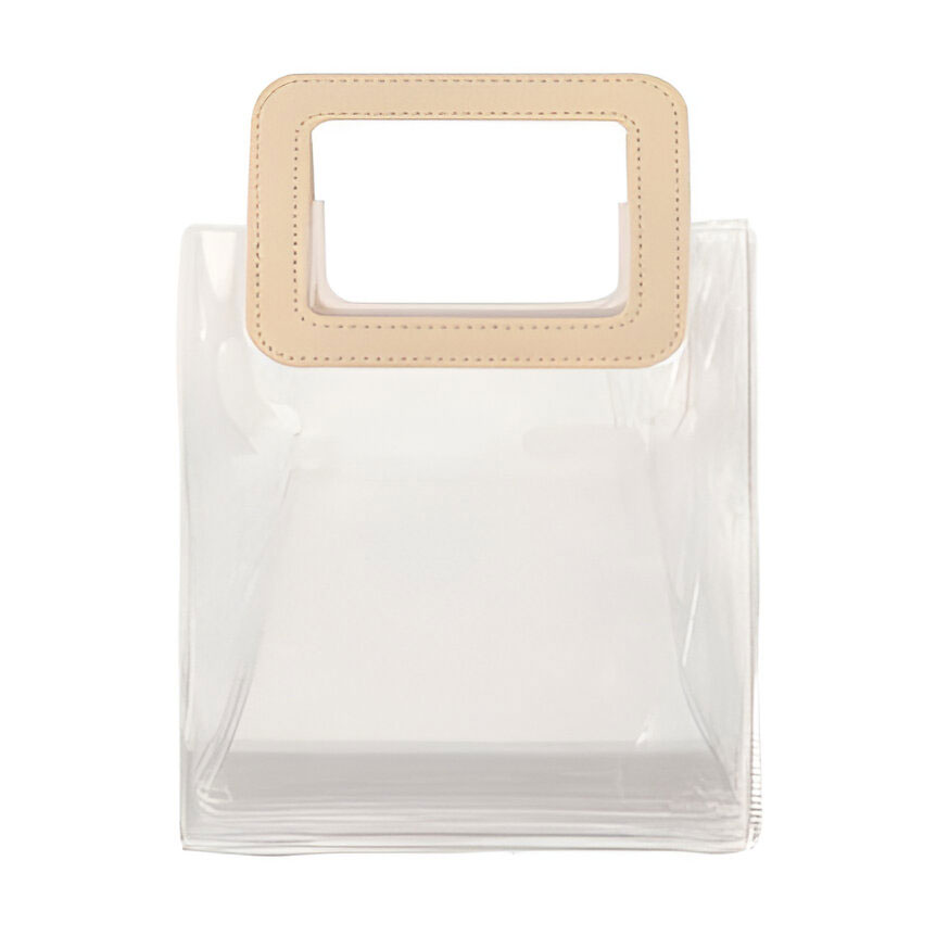 

Сумка Cosmo Shop прозора, з бежевою ручкою, 14*6*13 см (CS1171B)