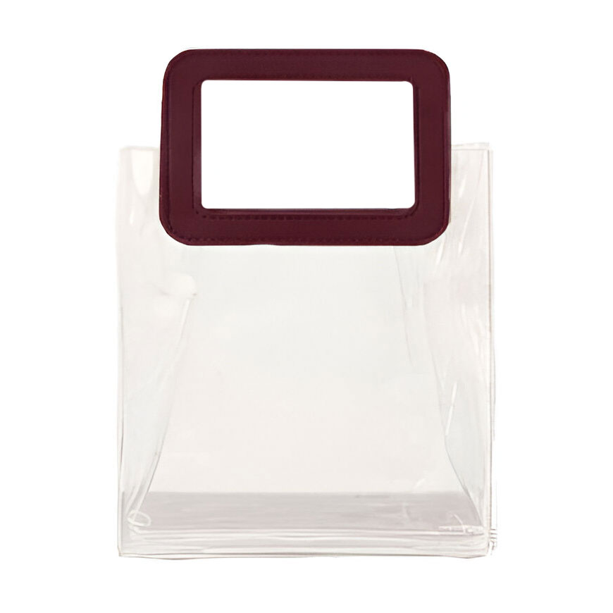 

Сумка Cosmo Shop прозора, з бордовою ручкою, 14*6*13 см (CS1171R)