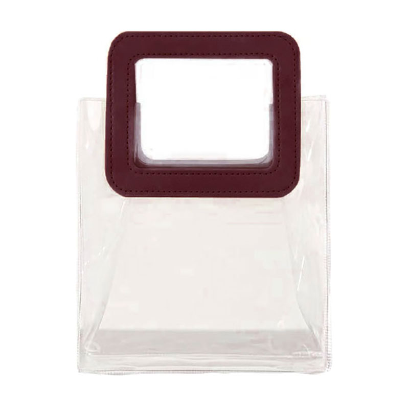 

Сумка Cosmo Shop прозора, з бордовою ручкою, 19*9*18 см (CS1173R)