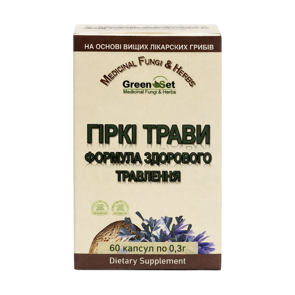 

Гіркі трави GreenSet Формула здорового травлення, 60 капсул