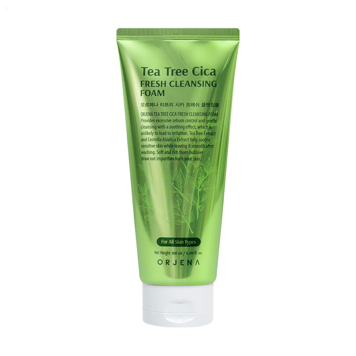 Очищувальна пінка для обличчя ORJENA Tea Tree Cica Fresh Cleansing Foam, 180 мл