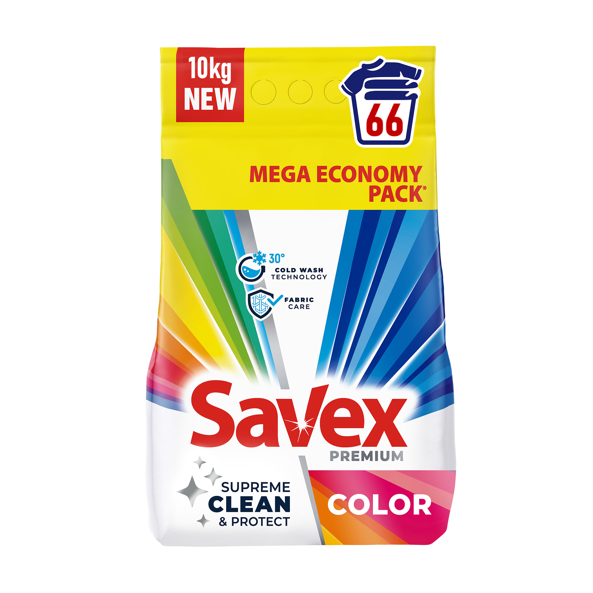 

Пральний порошок Savex Premium Color, 66 циклів прання, 10 кг