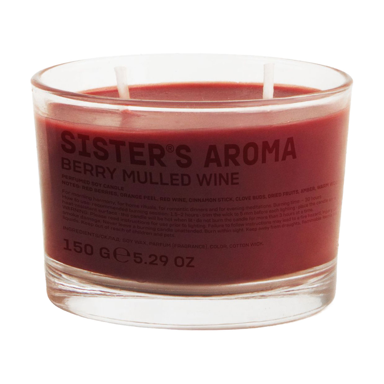 

Ароматична свічка Sister's Aroma Perfumed Candle, Berry Mulled Wine, 150 г