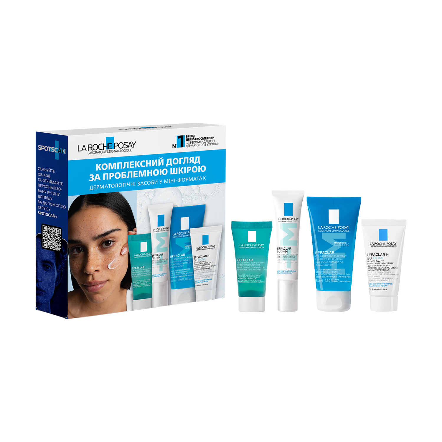 

Набір комплексного догляду за проблемною шкірою обличчя La Roche-Posay Effaclar (гель-мус, 50 мл + крем-гель, 15 мл + гель, 15 мл + гель, 15 мл)