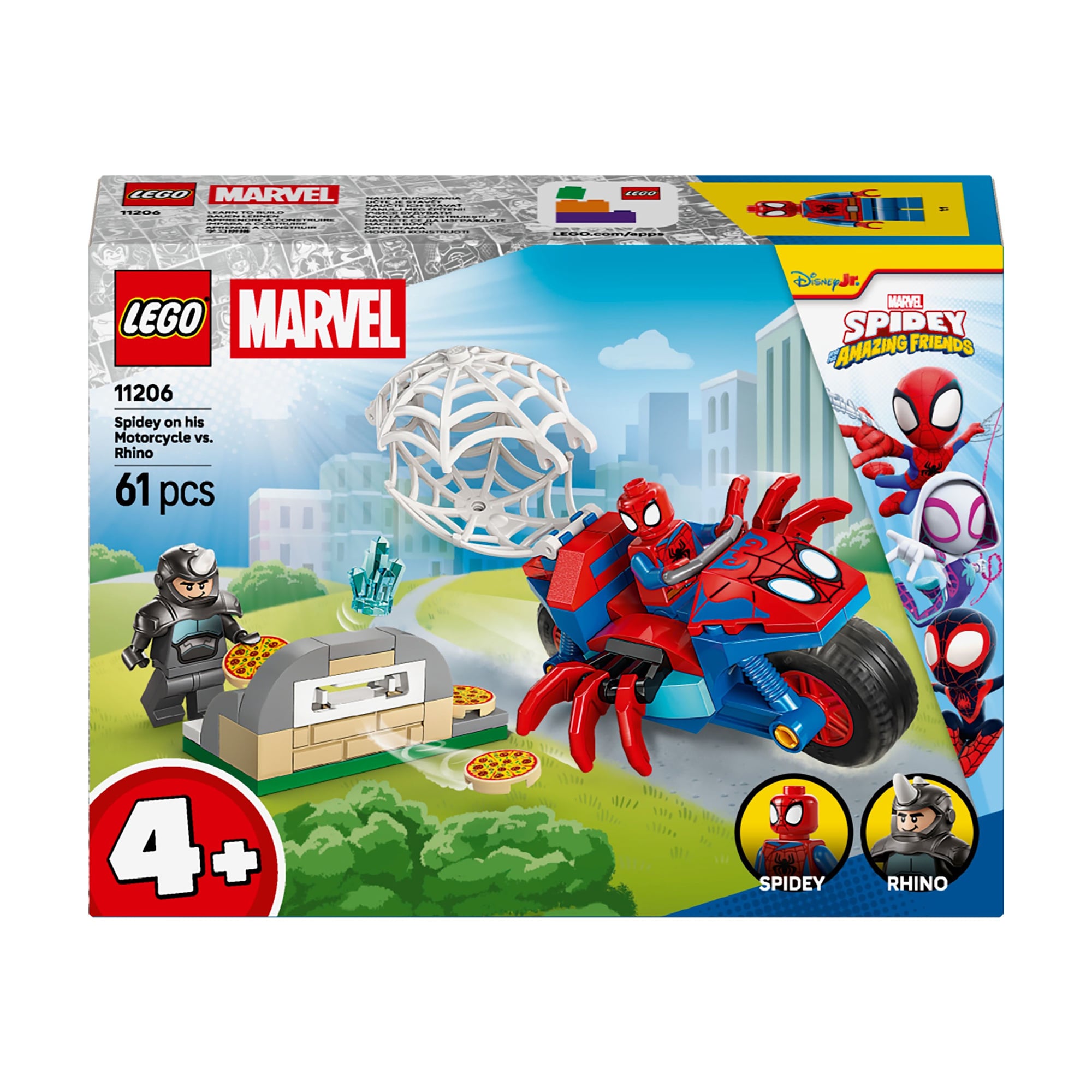

Конструктор LEGO Spidey Павук на мотоциклі проти Носорога, 61 деталь, від 4 років (11206)