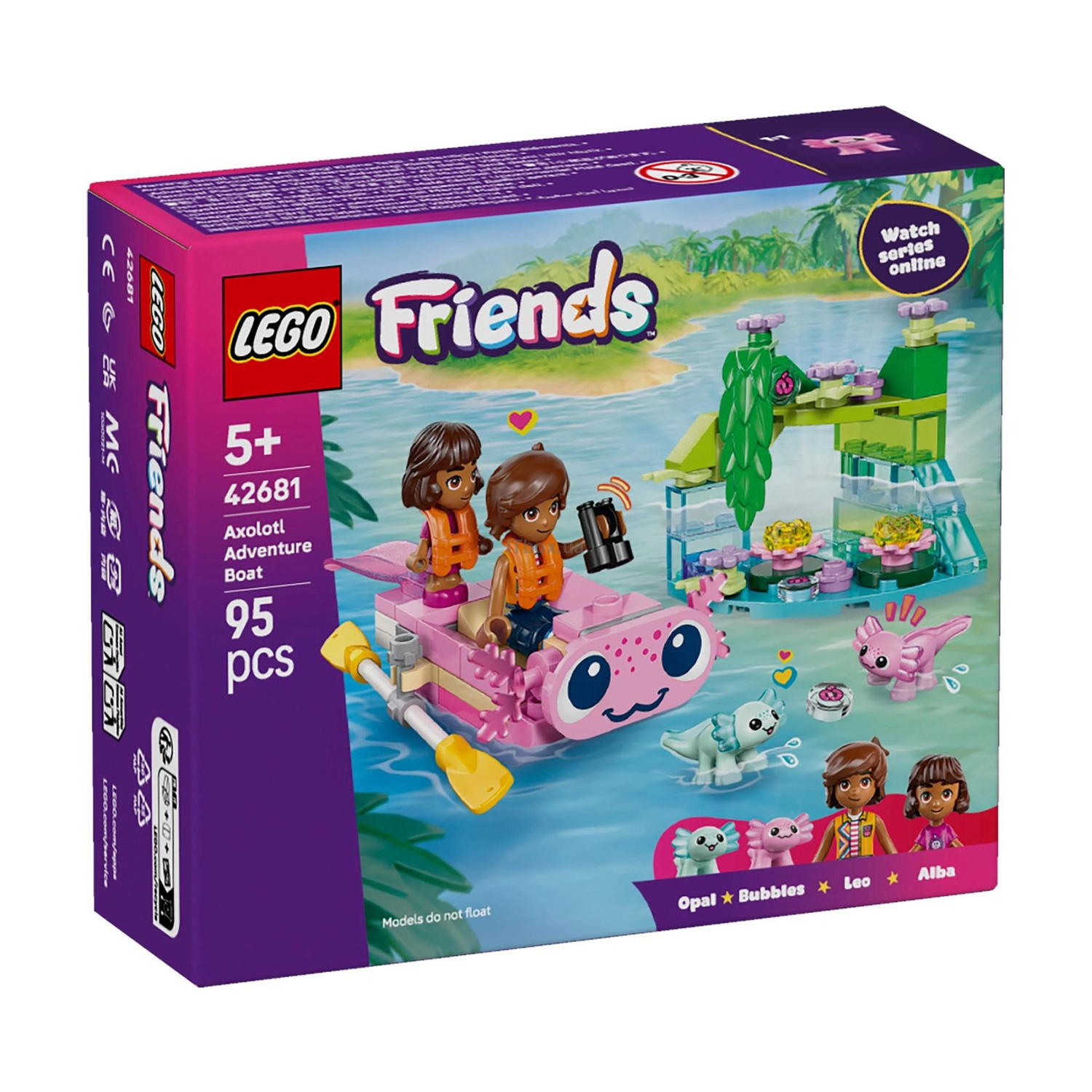 

Конструктор LEGO Friends Пригодницький човен Аксолотль, 95 деталей, від 5 років (42681)