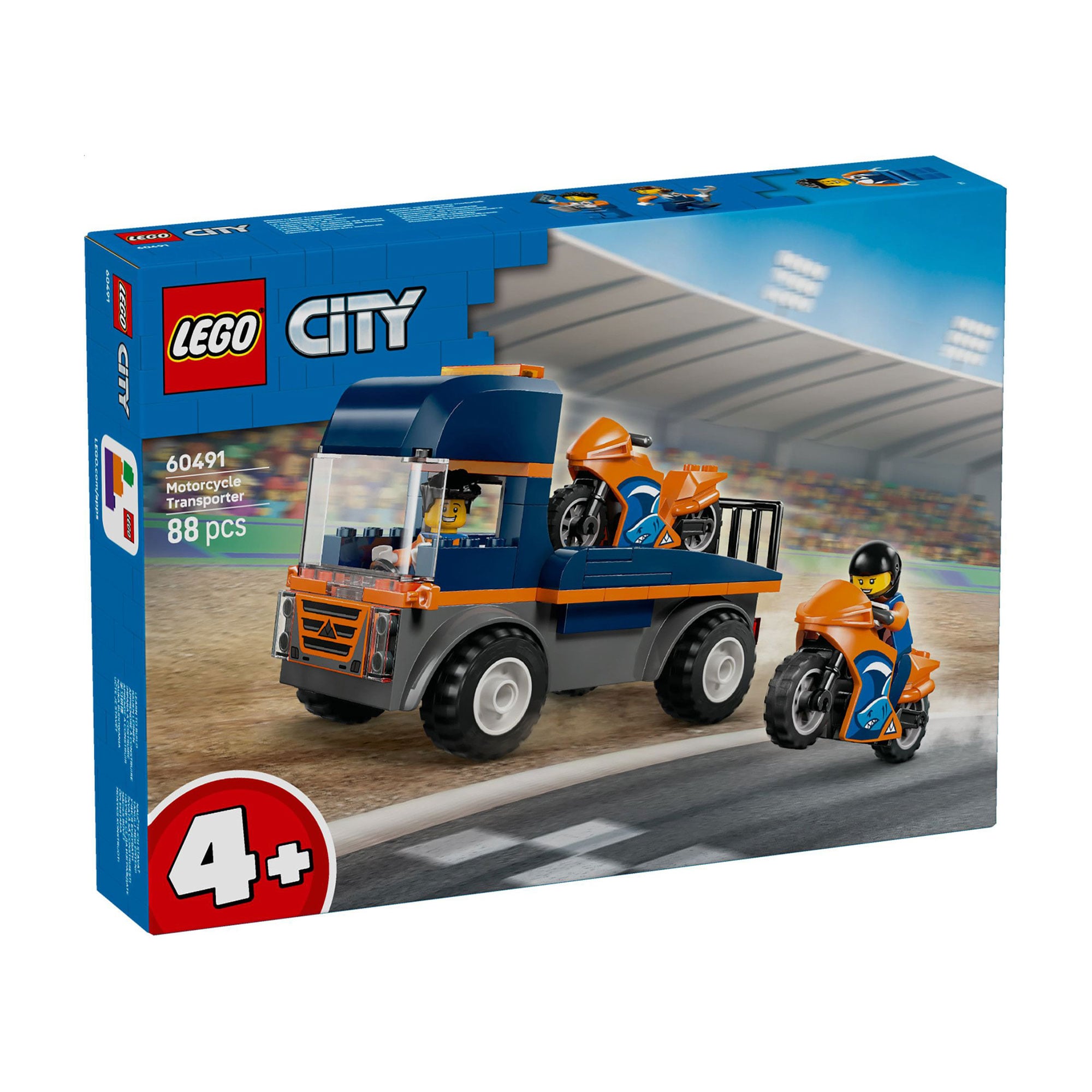 

Конструктор LEGO City Транспортер мотоциклів, 88 деталей, від 4 років (60491)