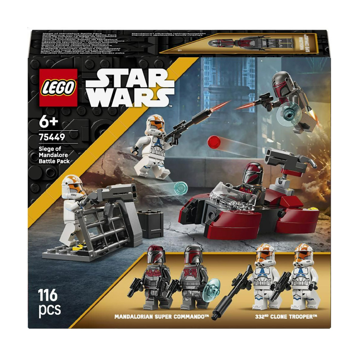 

Конструктор LEGO Star Wars Бойовий комплект Облога Мандалора, 116 деталей, від 6 років (75449)