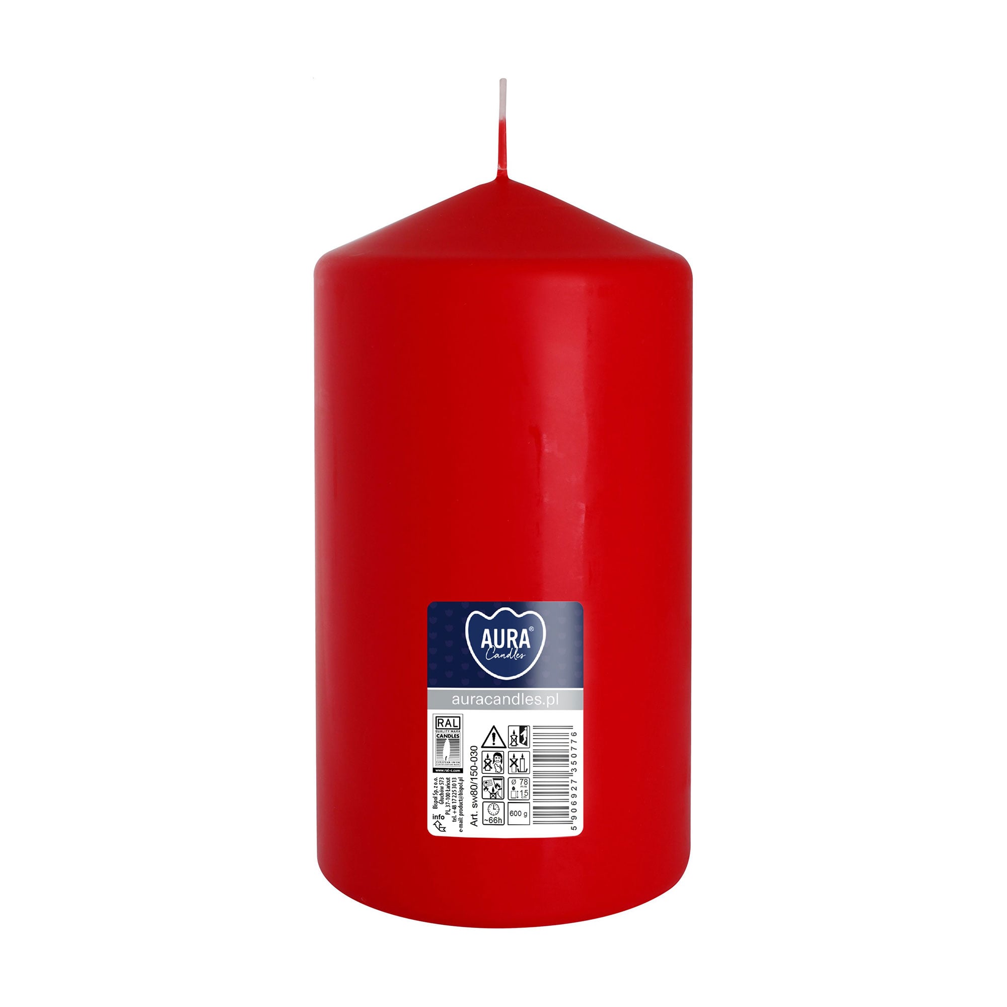 

Циліндрична свічка Bispol червона, 15 см, 600 г (sw80/150-030)