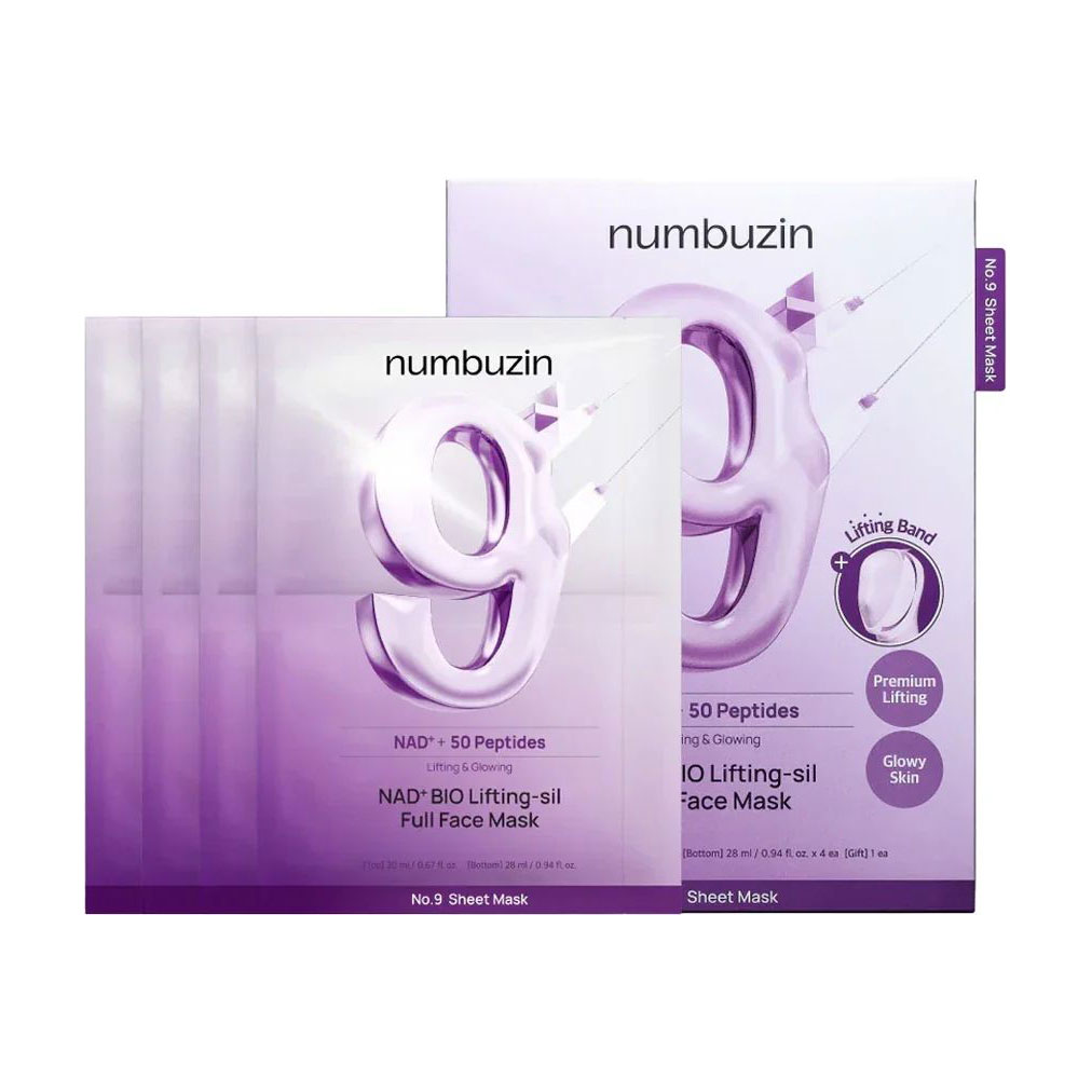 

Тканинна ліфтинг-маска для обличчя Numbuzin No.9 NAD+ Bio Lifting-sil Full Face Mask, 4 шт