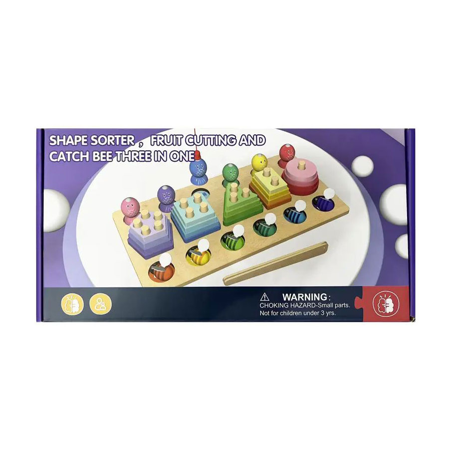 

Дерев'яна іграшка-сортер 3 в 1 Shantou Jinxing від 3 років, 27 предметів (WD13021)