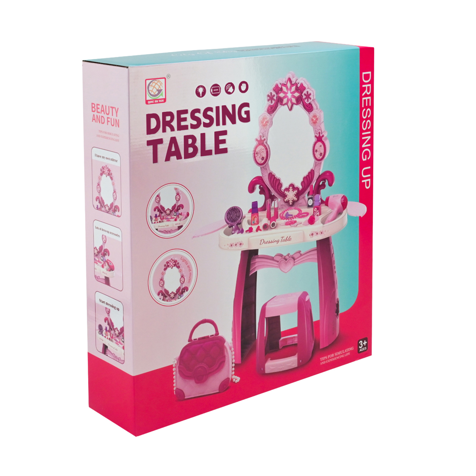 

Іграшка трюмо Shantou Jinxing зі стільчиком та аксесуарами, зі звуком та світлом, від 3 років, 45*11*51 см (1206-1)