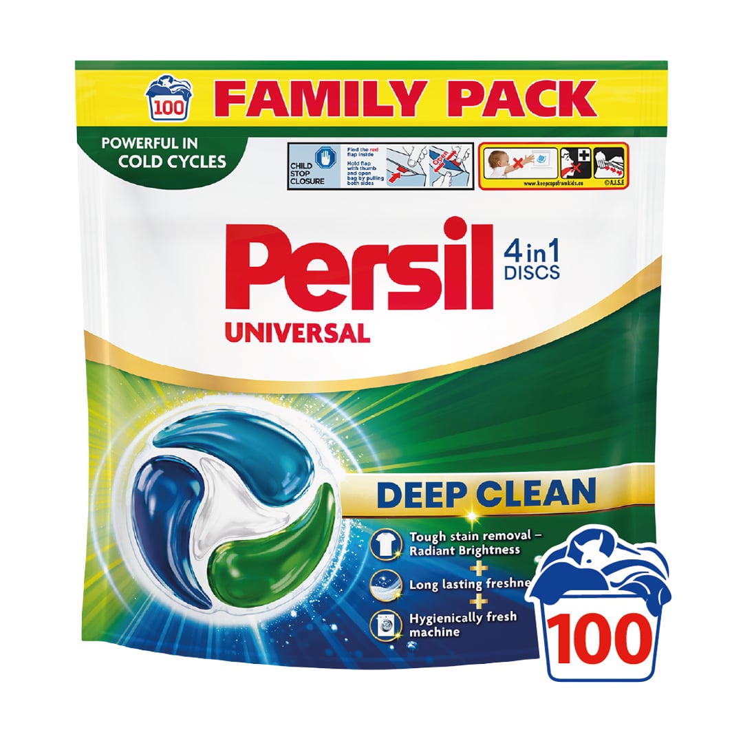 Диски для прання Persil Universal 4 in 1 Discs Deep Clean, 100 циклів прання, 100 шт