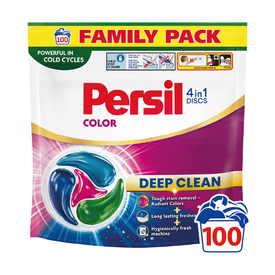 Диски для прання Persil Color 4 in 1 Discs Deep Clean, 100 циклів прання, 100 шт