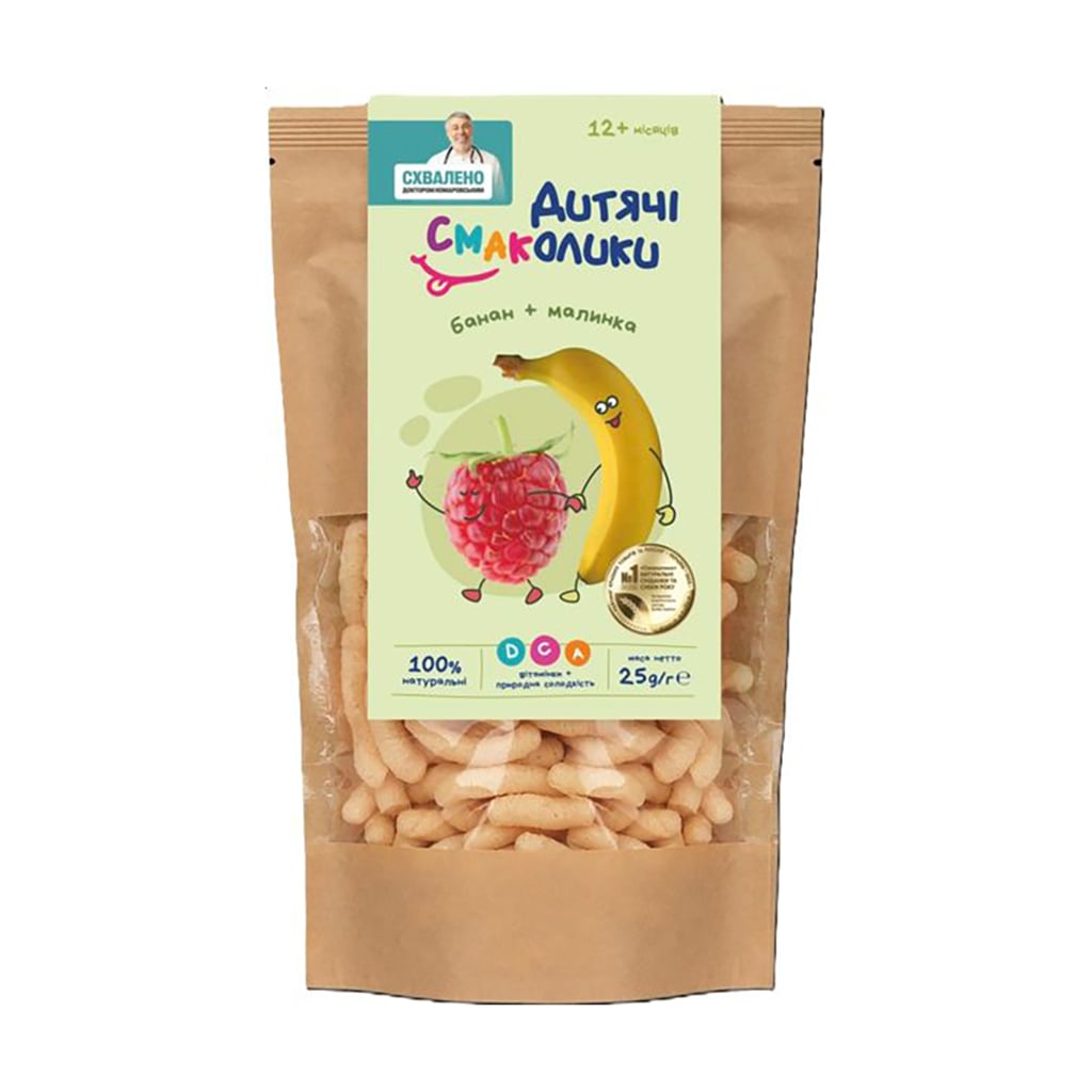 

Дитячі снеки Дитячі Смаколики Малина-Банан, від 1 року, 25 г