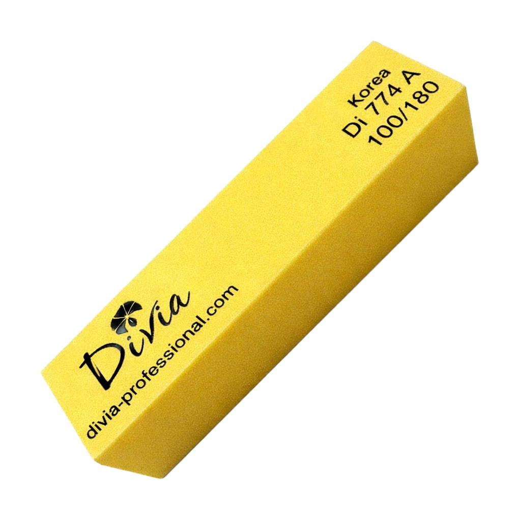 

Полірувальний баф-брусок для нігтів Divia чотиристоронній, 100/180, жовтий (Di774 A)