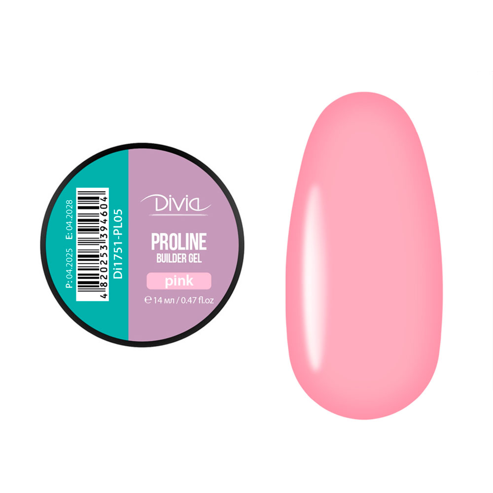 Гель для нарощування нігтів Divia ProLine Builder Gel PL05 Pink, 14 мл