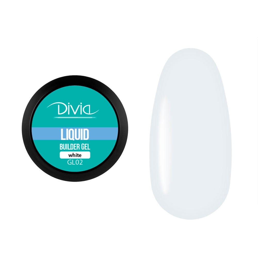 Гель для нарощування нігтів Divia Liquid Builder Gel GL02 White, 5 г