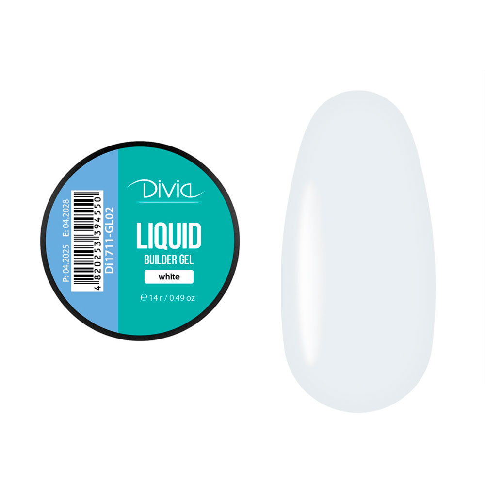 Гель для нарощування нігтів Divia Liquid Builder Gel GL02 White, 14 г