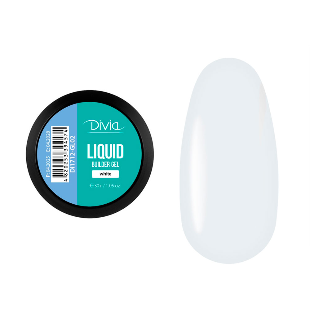Гель для нарощування нігтів Divia Liquid Builder Gel GL02 White, 30 г