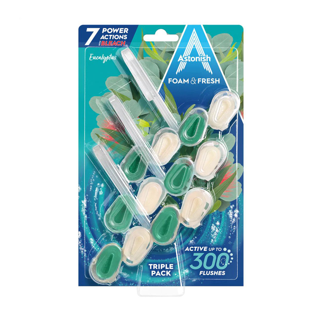 

Блоки для чищення унітазів Astonish Foam & Fresh з ароматом евкаліпта, 3 шт