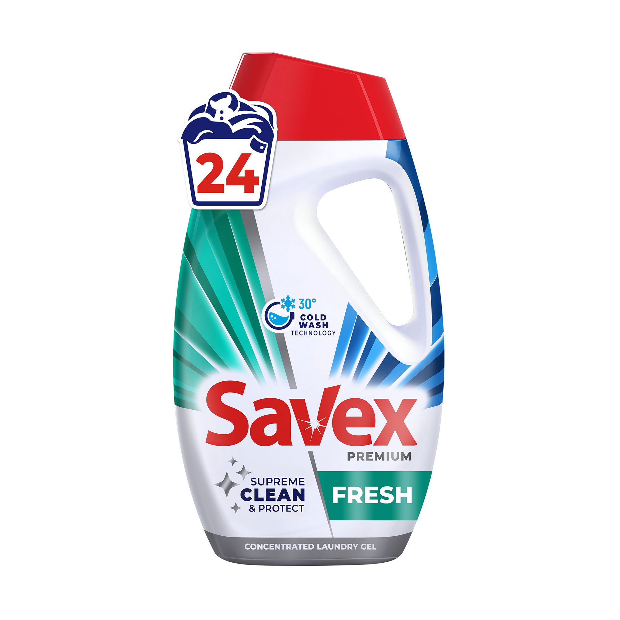 

Гель для прання Savex Premium Fresh для білих та кольорових тканин, 24 цикли прання, 960 мл
