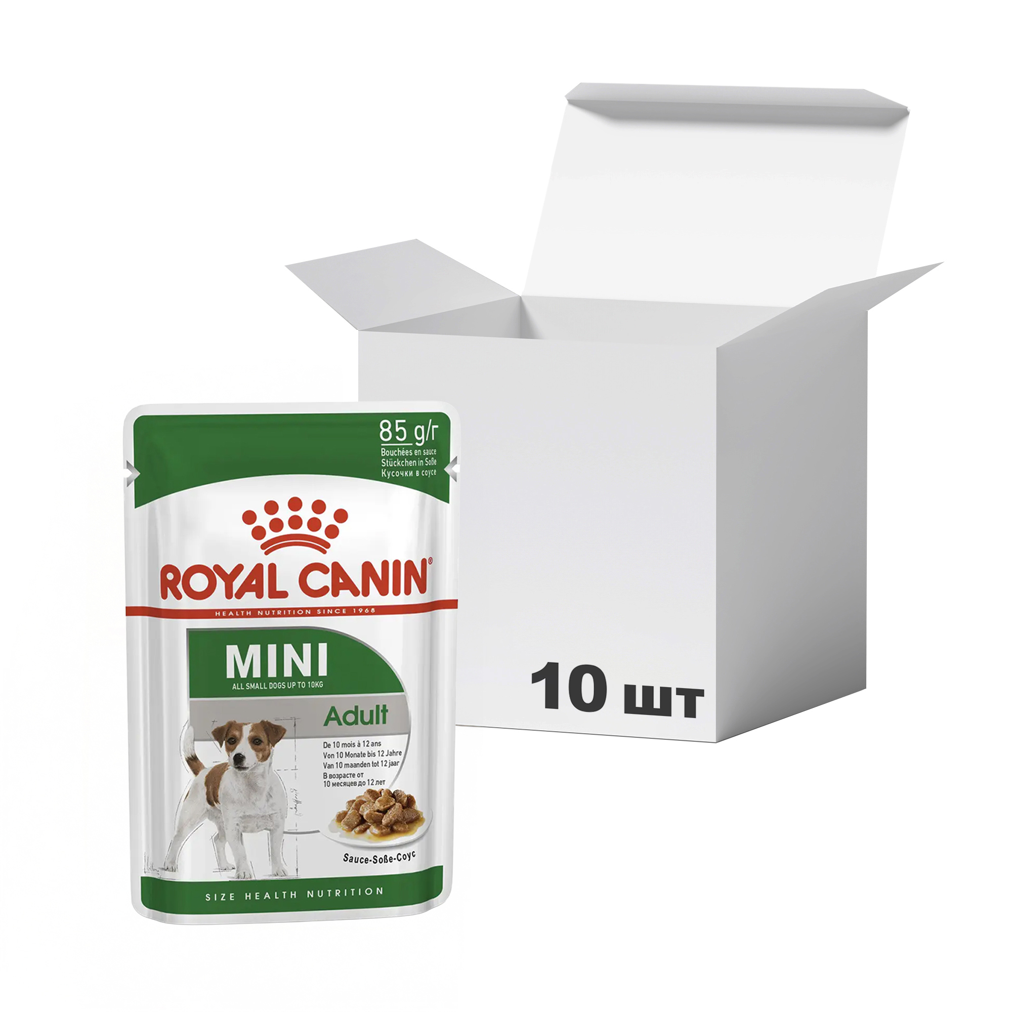 

Упаковка вологого корму для собак мініатюрних порід Royal Canin Mini Adult, 85 г * 10 шт