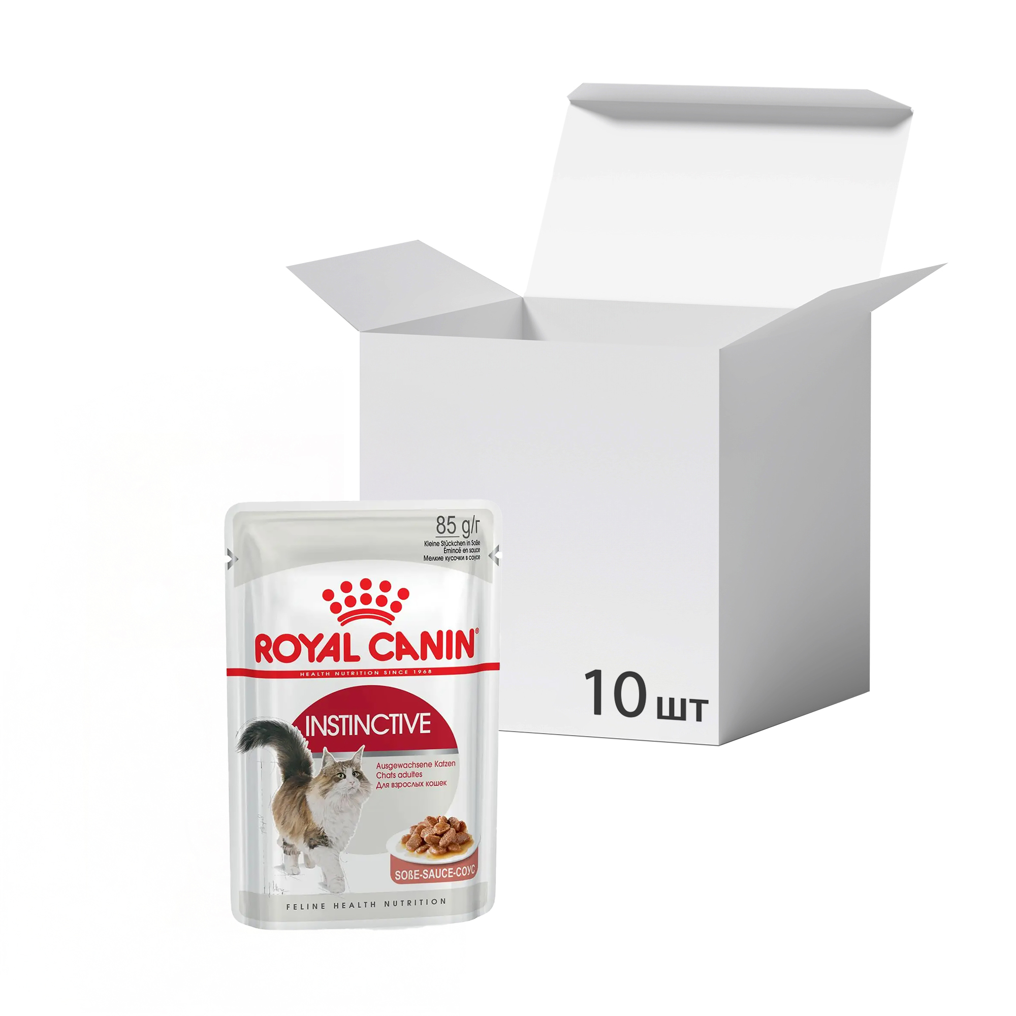 

Упаковка вологого корму для дорослих котів Royal Canin Instinctive шматочки в соусі, 85 г * 10 шт