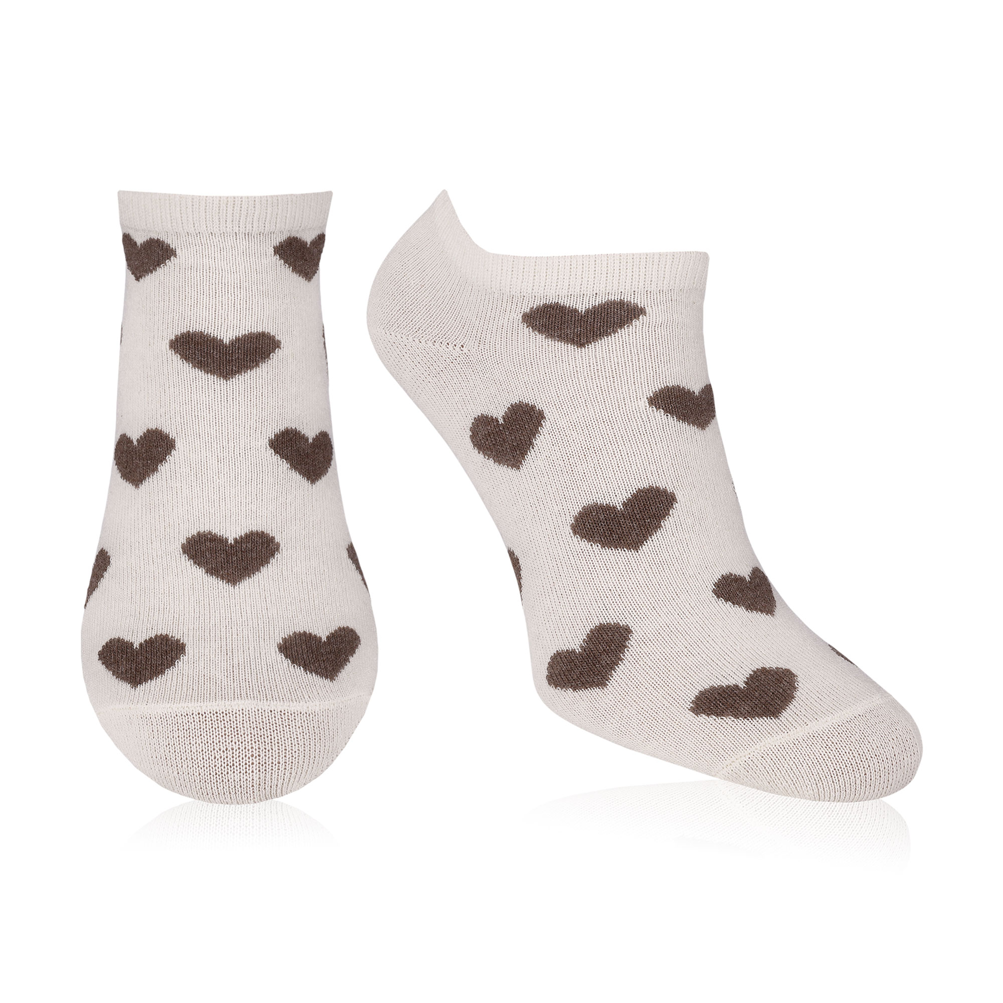 

Шкарпетки жіночі AmiGA укорочені, коричневі, з серцями, розмір 23-25