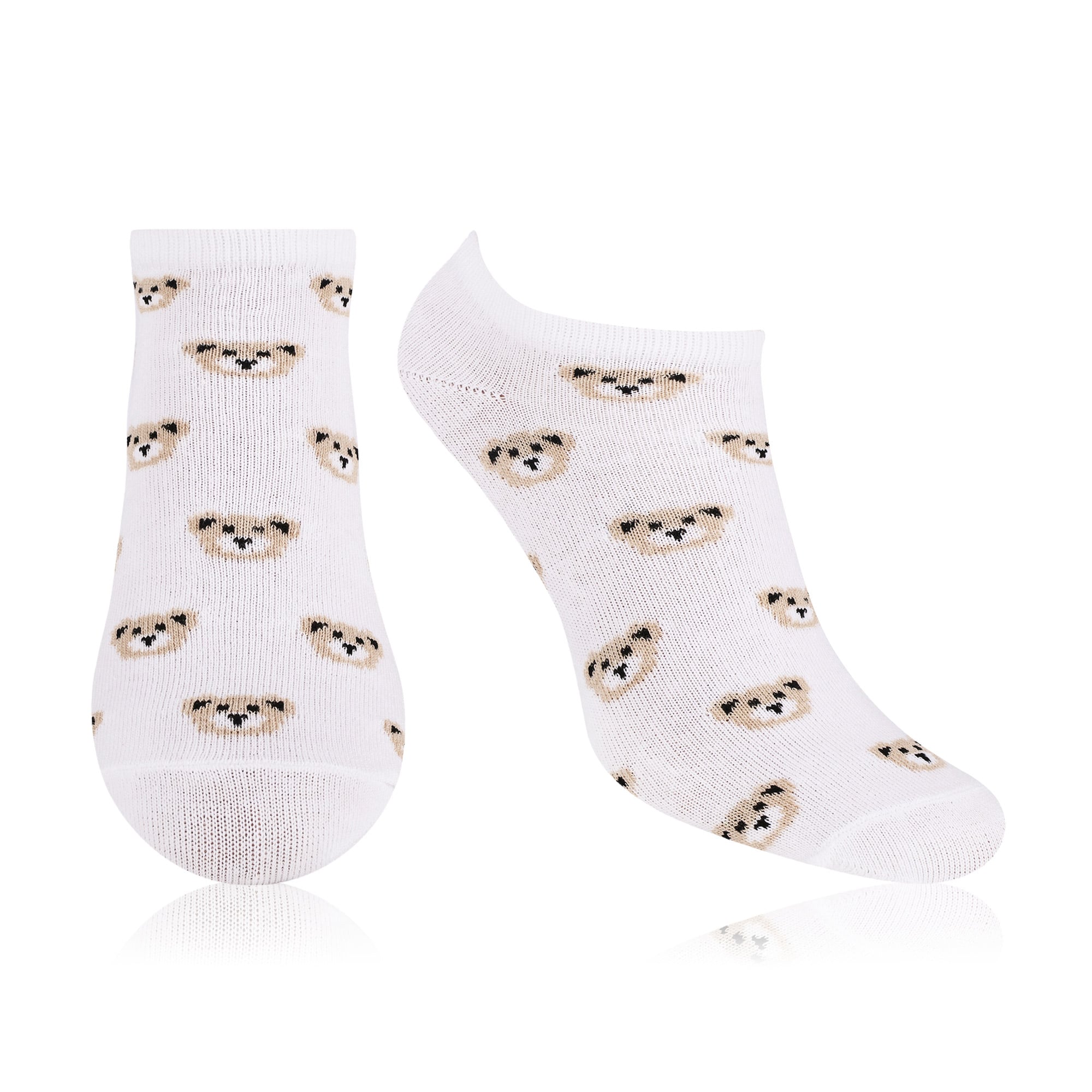 

Шкарпетки жіночі AmiGA укорочені, Ведмідь бежевий на білому тлі, розмір 23-25