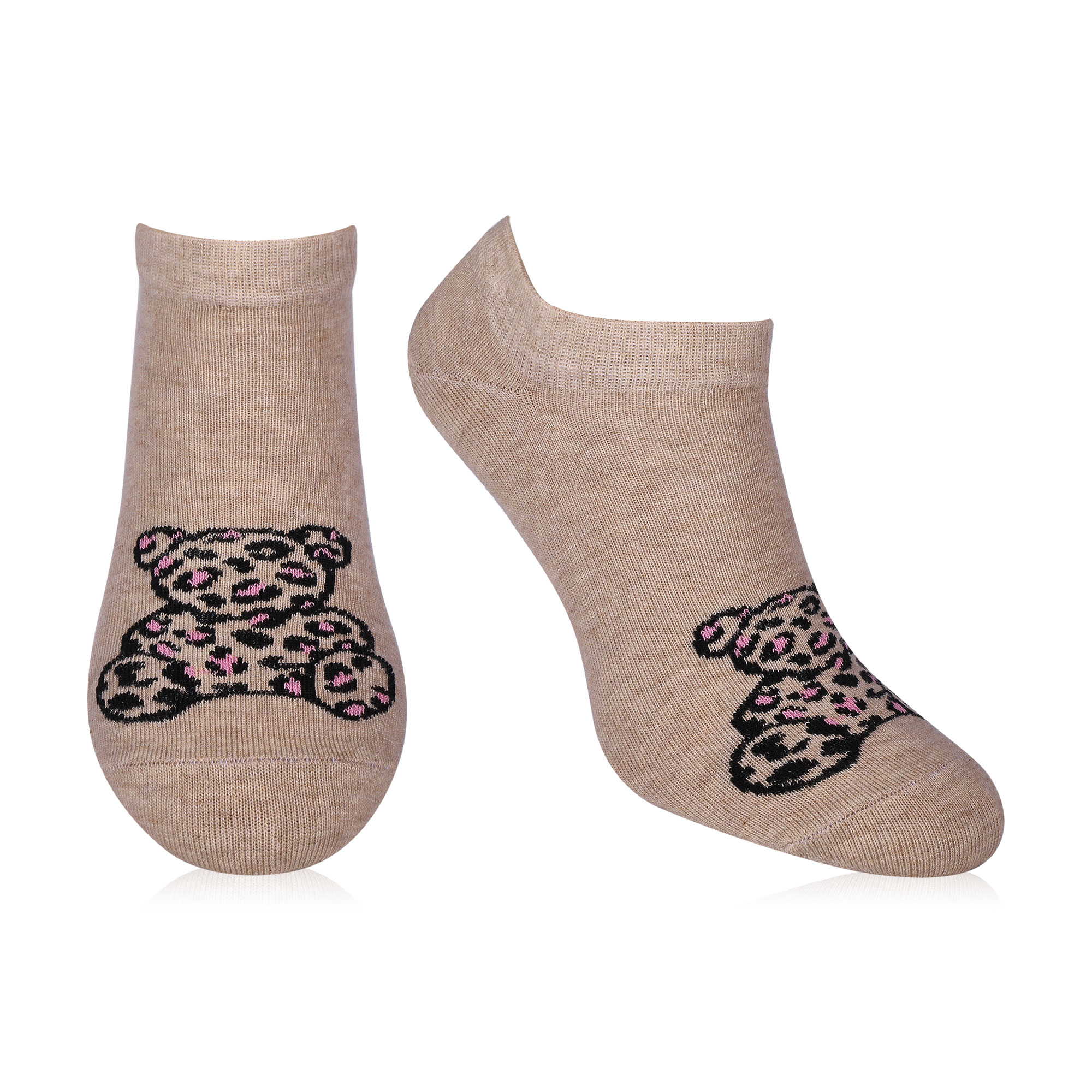 

Шкарпетки жіночі AmiGA укорочені, ведмідь-леопард, бежеві, розмір 23-25