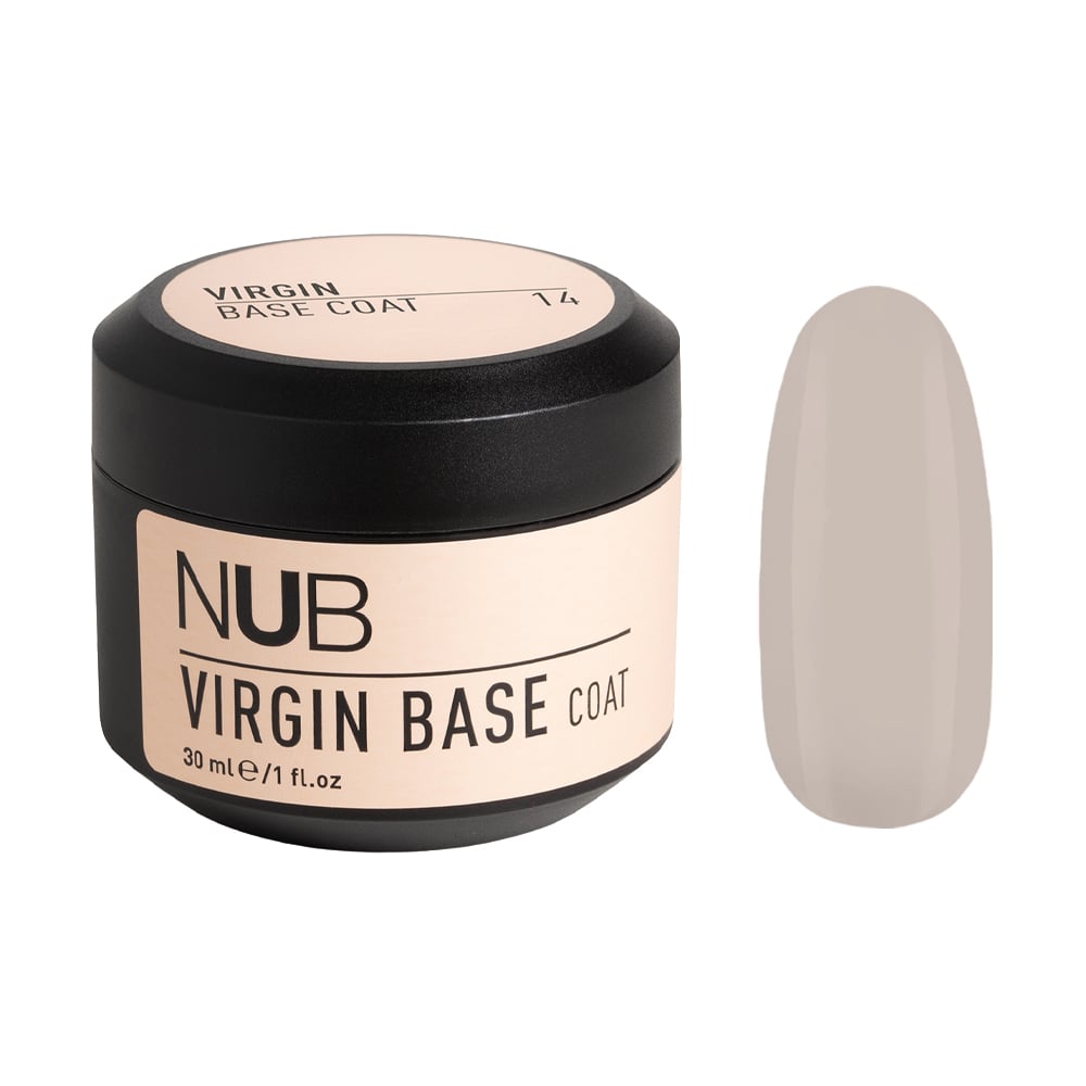 Камуфлювальна каучукова база для гель-лаку NUB Virgin Base Coat 14 Молочно-сірий, 30 мл