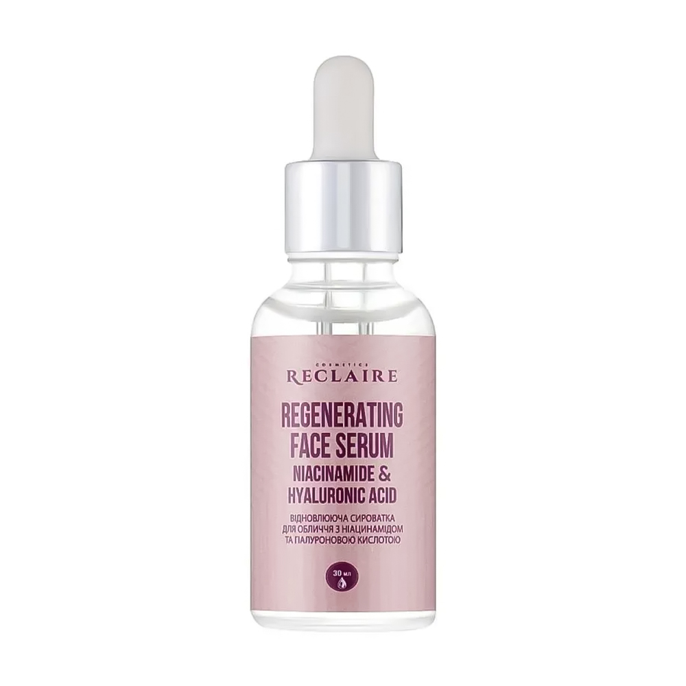 

Відновлювальна сироватка для обличчя Reclaire Regenerating Face Serum з ніацинамідом та гіалуроновою кислотою, 30 мл