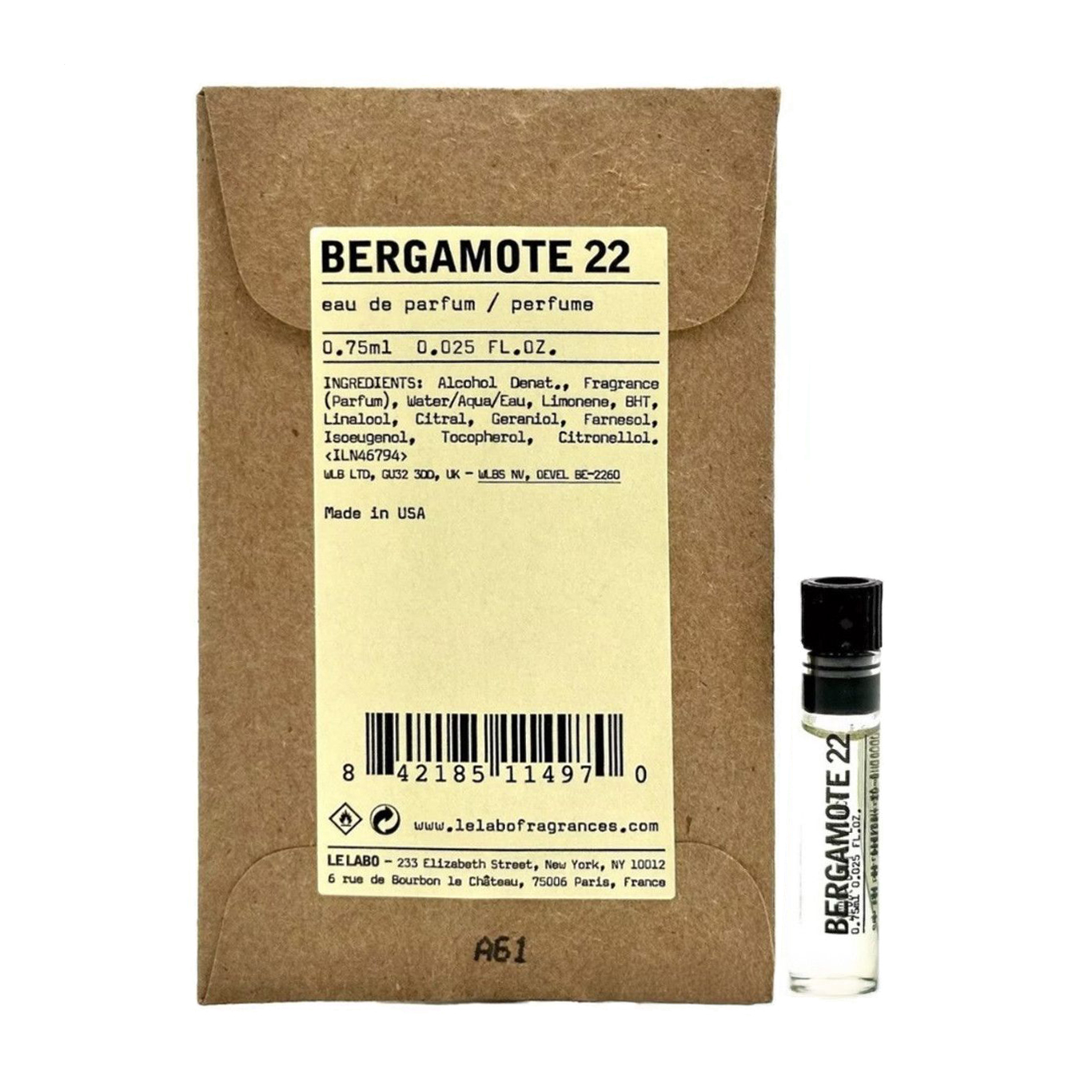 

Le Labo Bergamote 22 Парфумована вода унісекс, 0.75 мл (пробник)