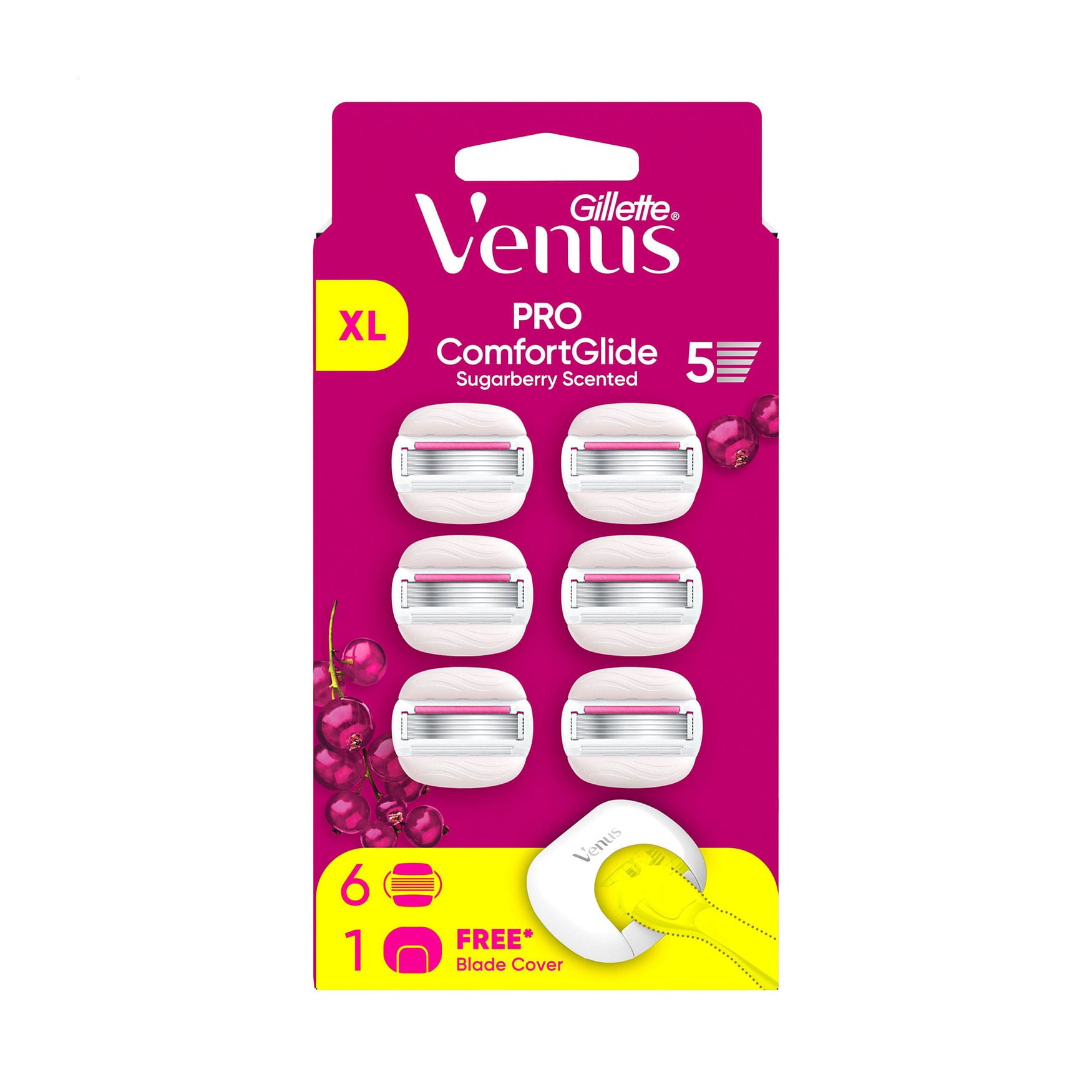 

Змінні картриджі для гоління жіночі Gillette Venus Comfort Glide 5 лез, 6 шт + чохол