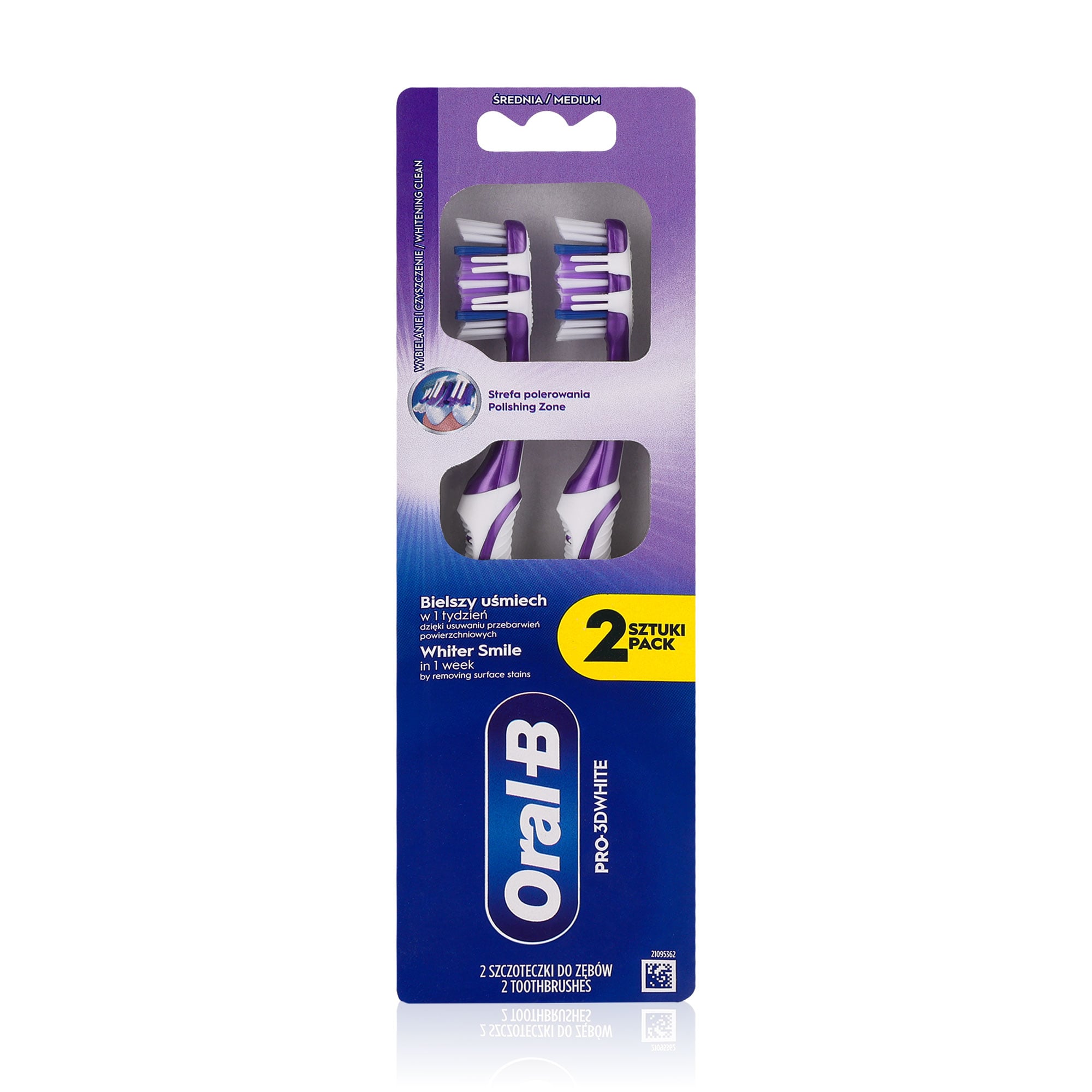 

Зубна щітка Oral-B Pro 3D White Середня жорсткість, фіолетова, 2 шт