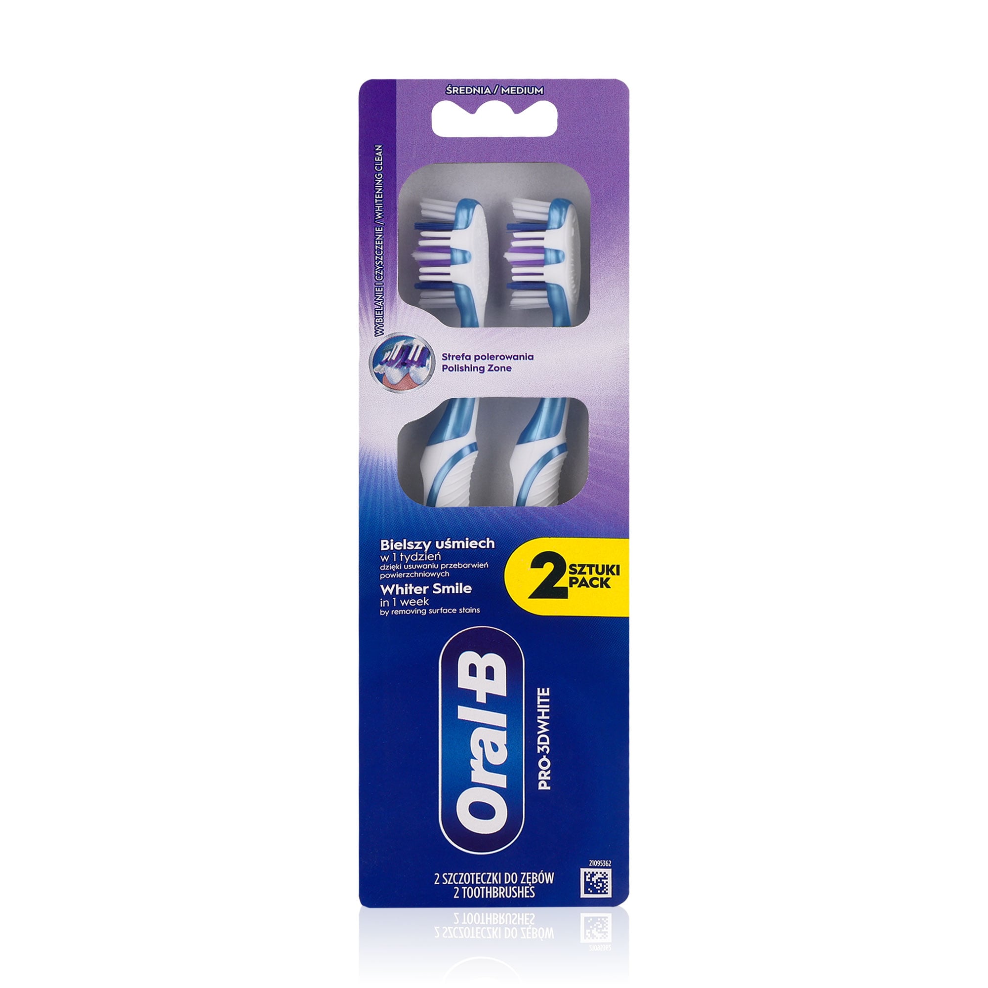 

Зубна щітка Oral-B Pro 3D White Середня жорсткість, блакитна, 2 шт