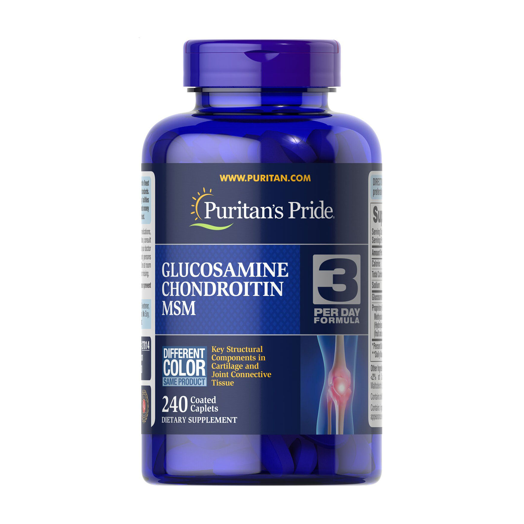 

Глюкозамін, хондроїтин та МСМ Puritan's Pride Double Strength Glucosamine Chondroitin MSM, 240 каплет