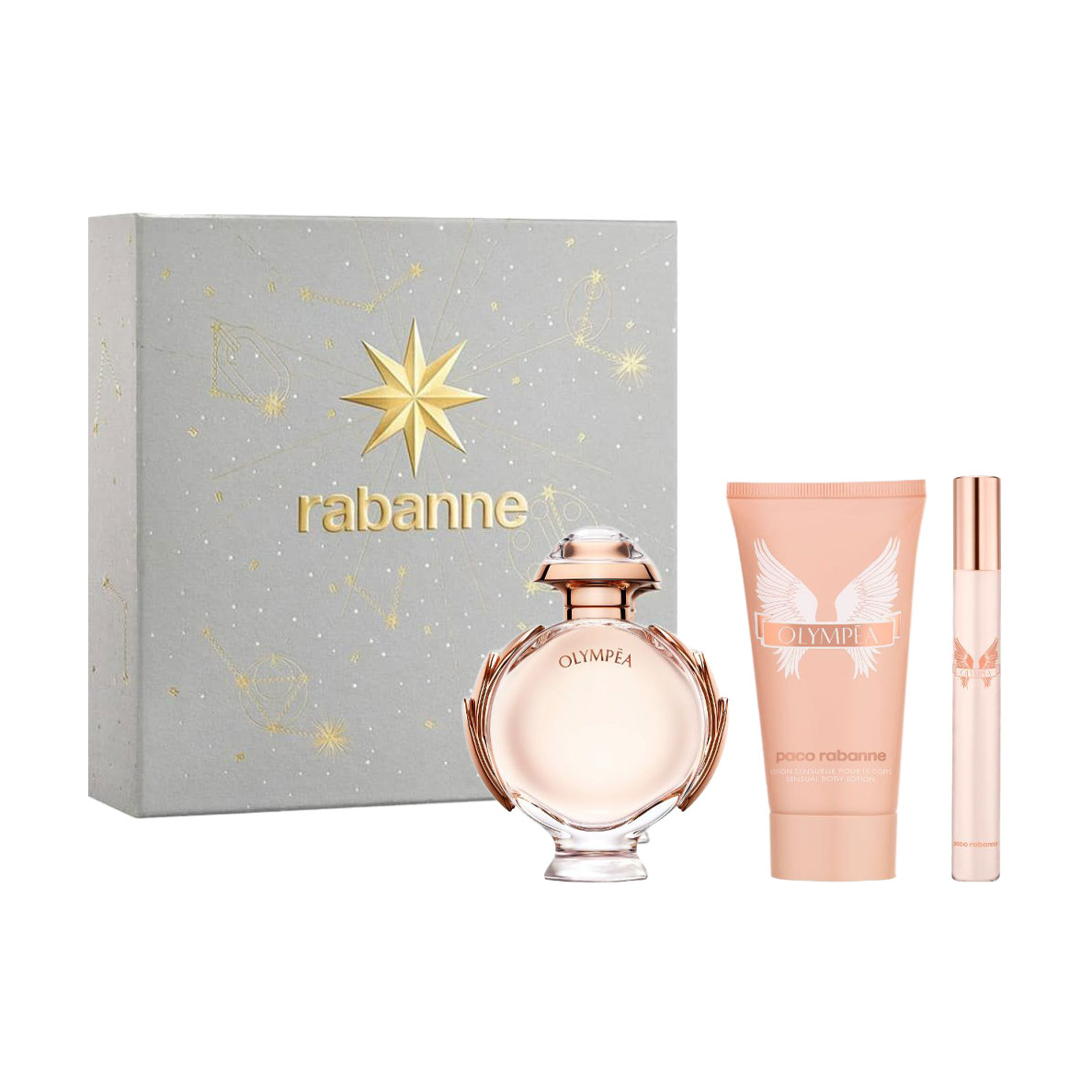 

Парфумований набір жіночий Rabanne Olympea Set (парфумована вода, 10 мл + лосьйон для тіла, 100 мл + парфумована вода, 80 мл)