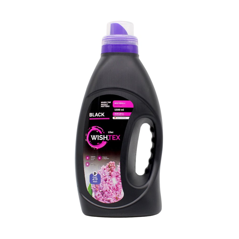 

Засіб для прання чорних та темних речей WishTex Black Lilac, 25 циклів прання, 1.5 л