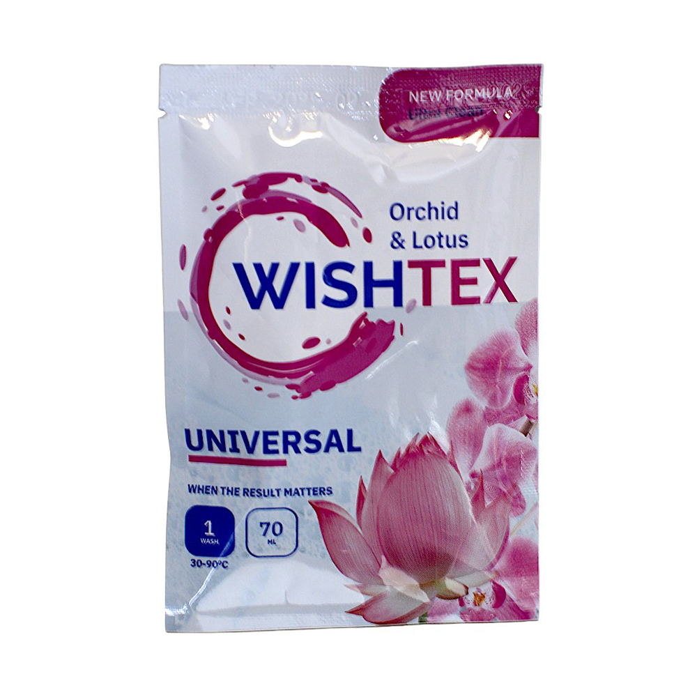 

Універсальний гель для прання WishTex Universal Orchid & Lotus, 1 цикл прання, 70 мл